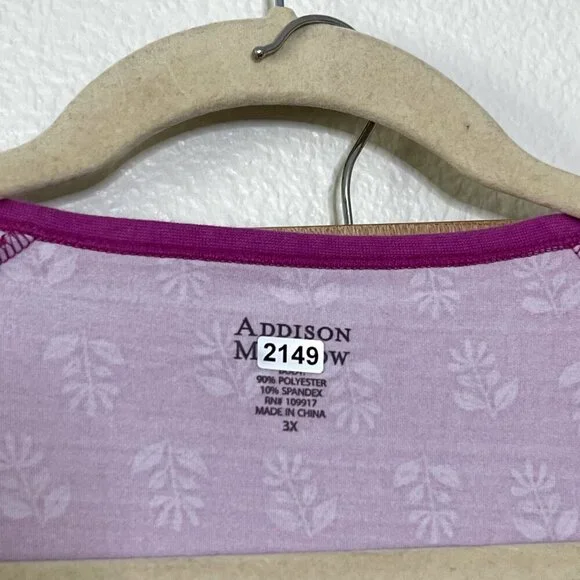 Addison Meadow Pajama Set 3X Whisper Knit Henley Pants Floral Pink Pockets NWOT - Picture 5 of 14